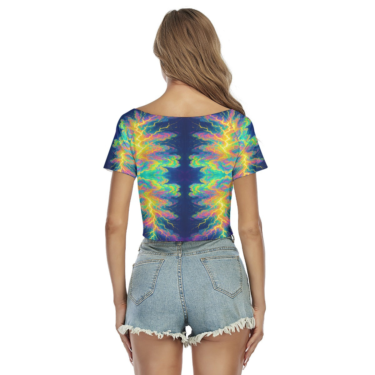 Women's Raglan Drawstring Front Crop Tee