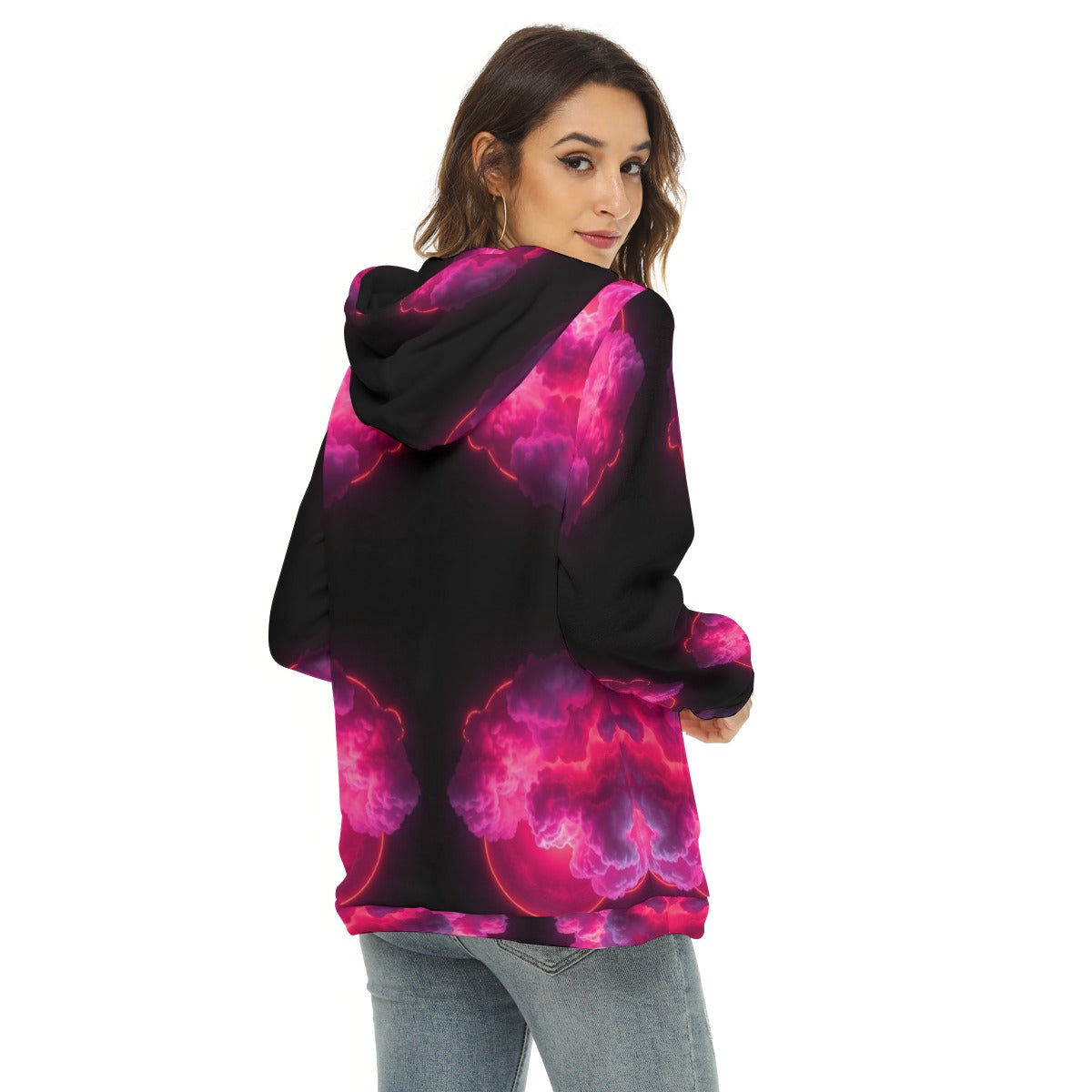 Women's Borg Fleece Hoodie With Half Zip