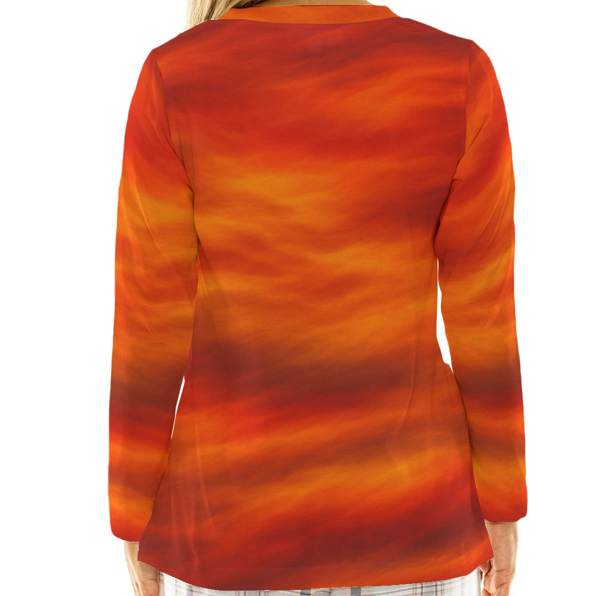 Women's Loose V-Neck T-Shirt With Long Sleeve