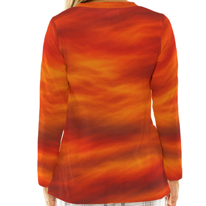 Women's Loose V-Neck T-Shirt With Long Sleeve