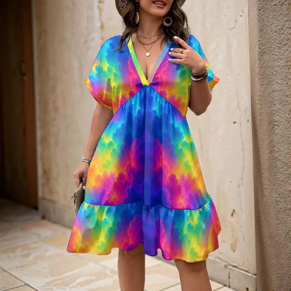 Women’s Floral V-Neck Short Sleeve Dress