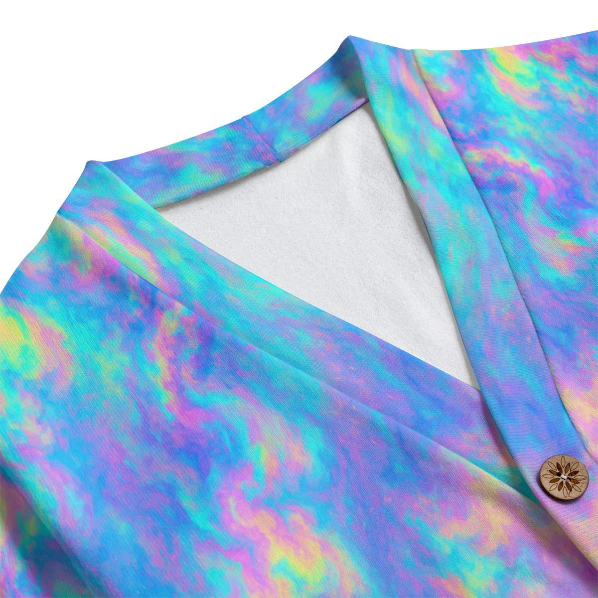 Unisex V-neck Knitted Fleece Cardigan With Button Closure