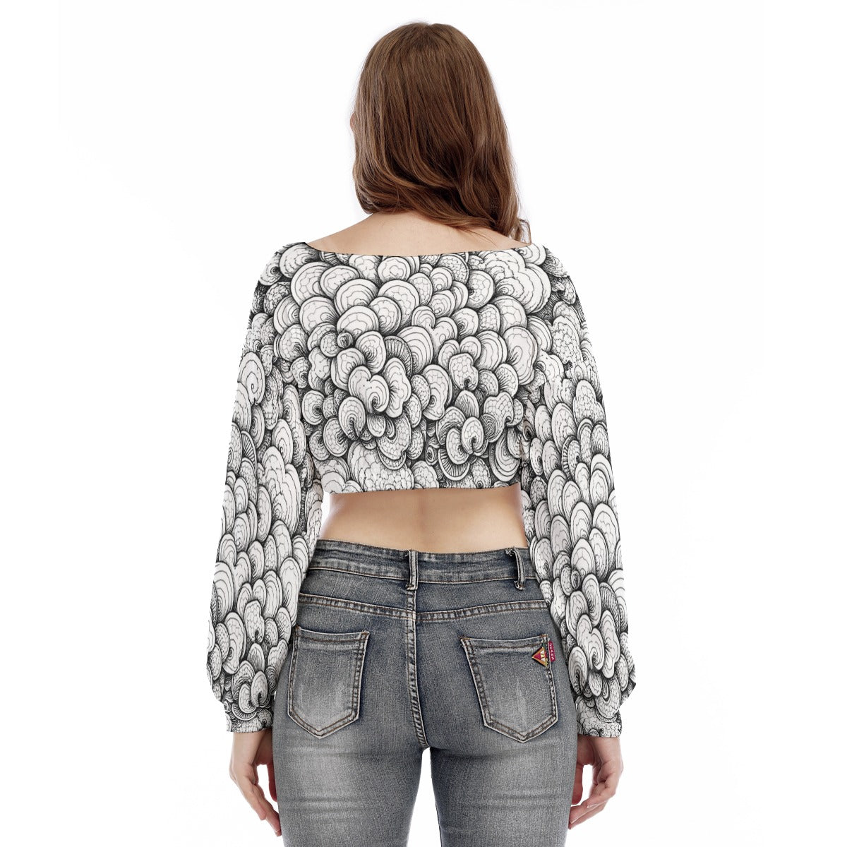 Women's V-neck Long Sleeve Cropped Sweatshirt