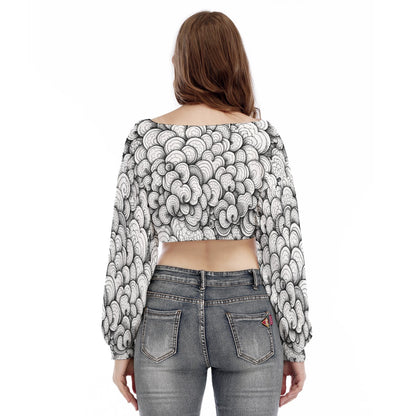 Women's V-neck Long Sleeve Cropped Sweatshirt