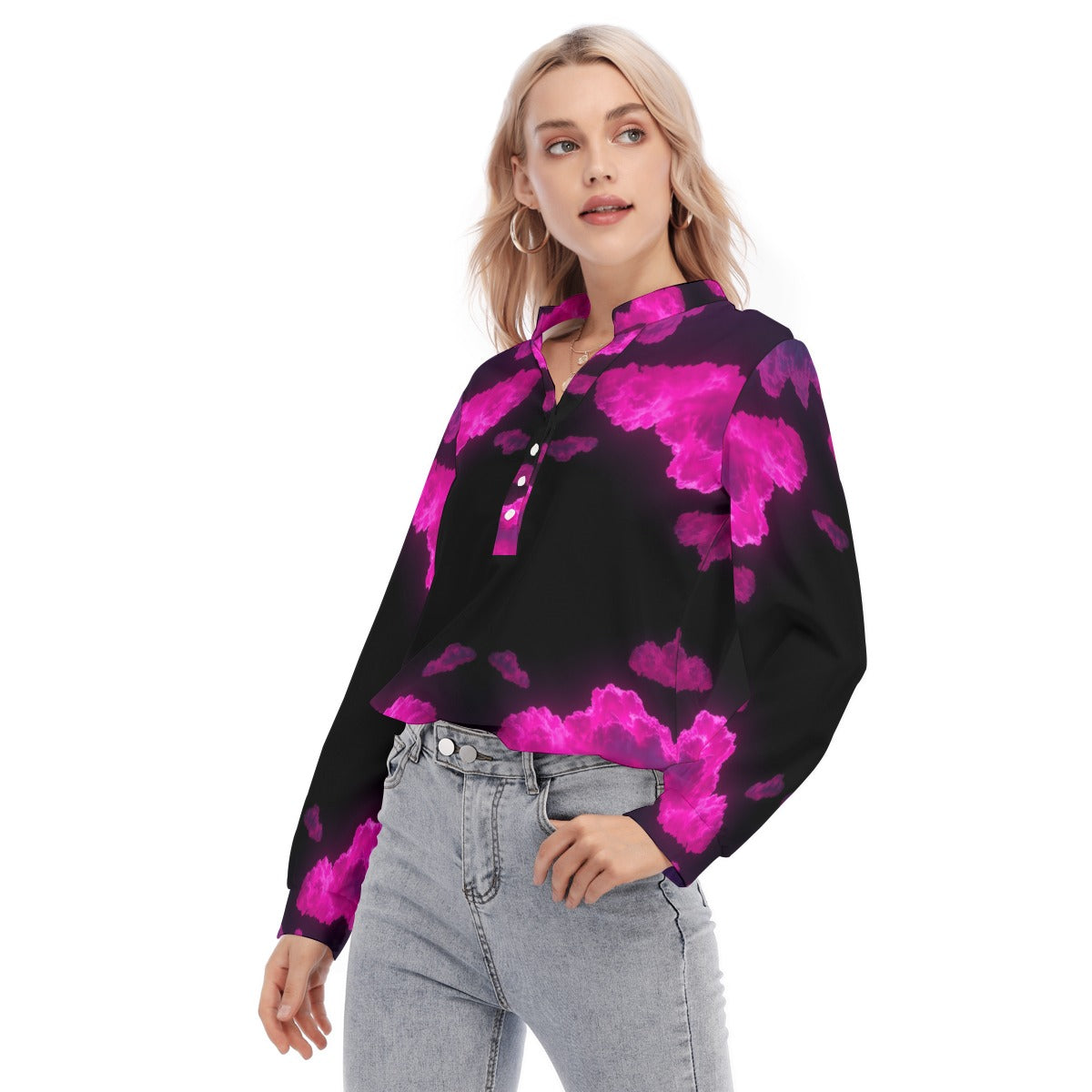 Women's Long Sleeve Blouse With Button Closure