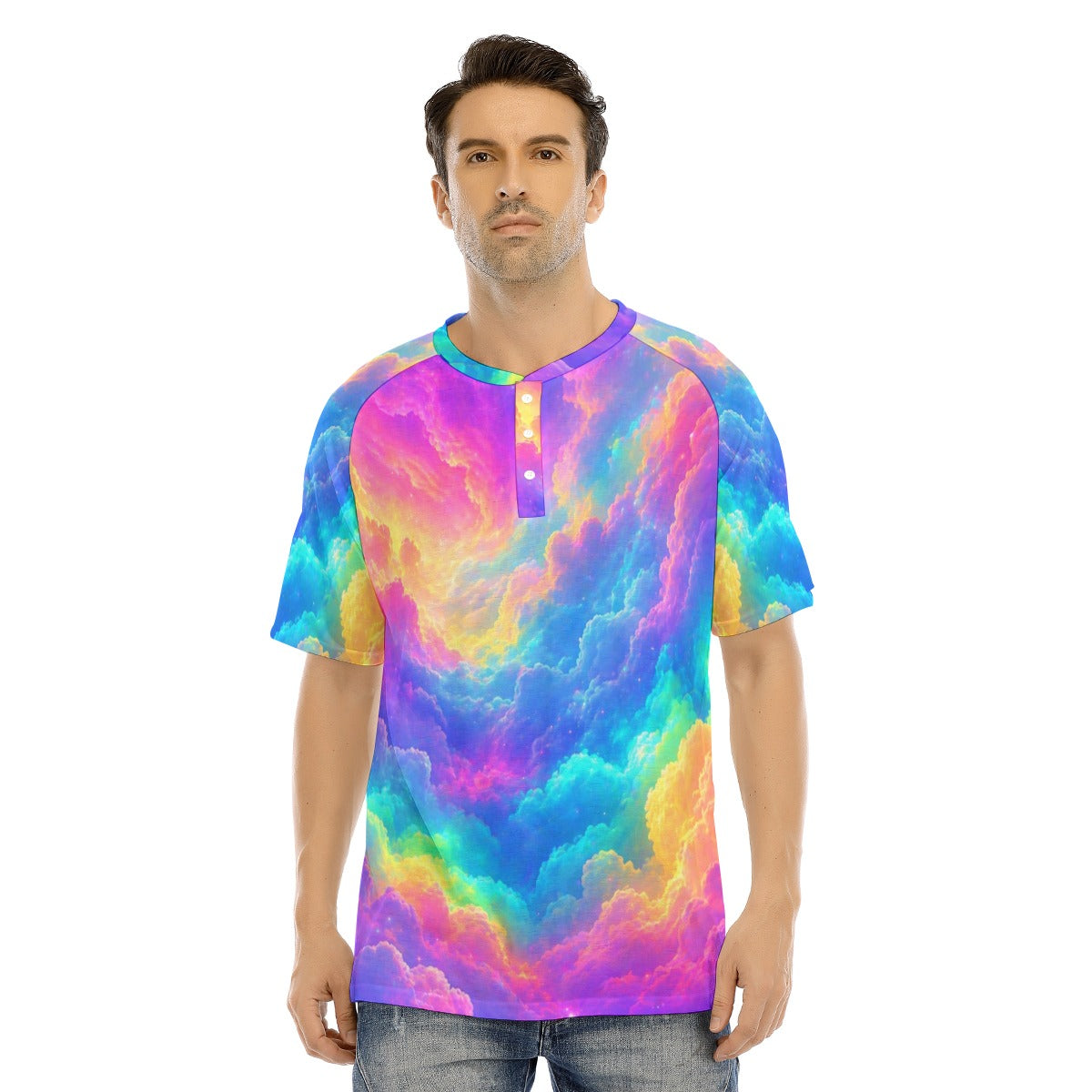 Men's Raglan Sleeve T-shirt With Button Closure