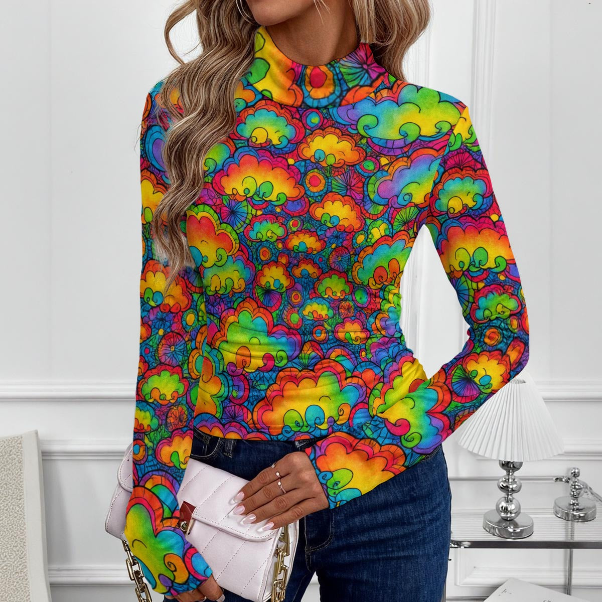 Women's Women's High-Neck Top With Long Sleeve