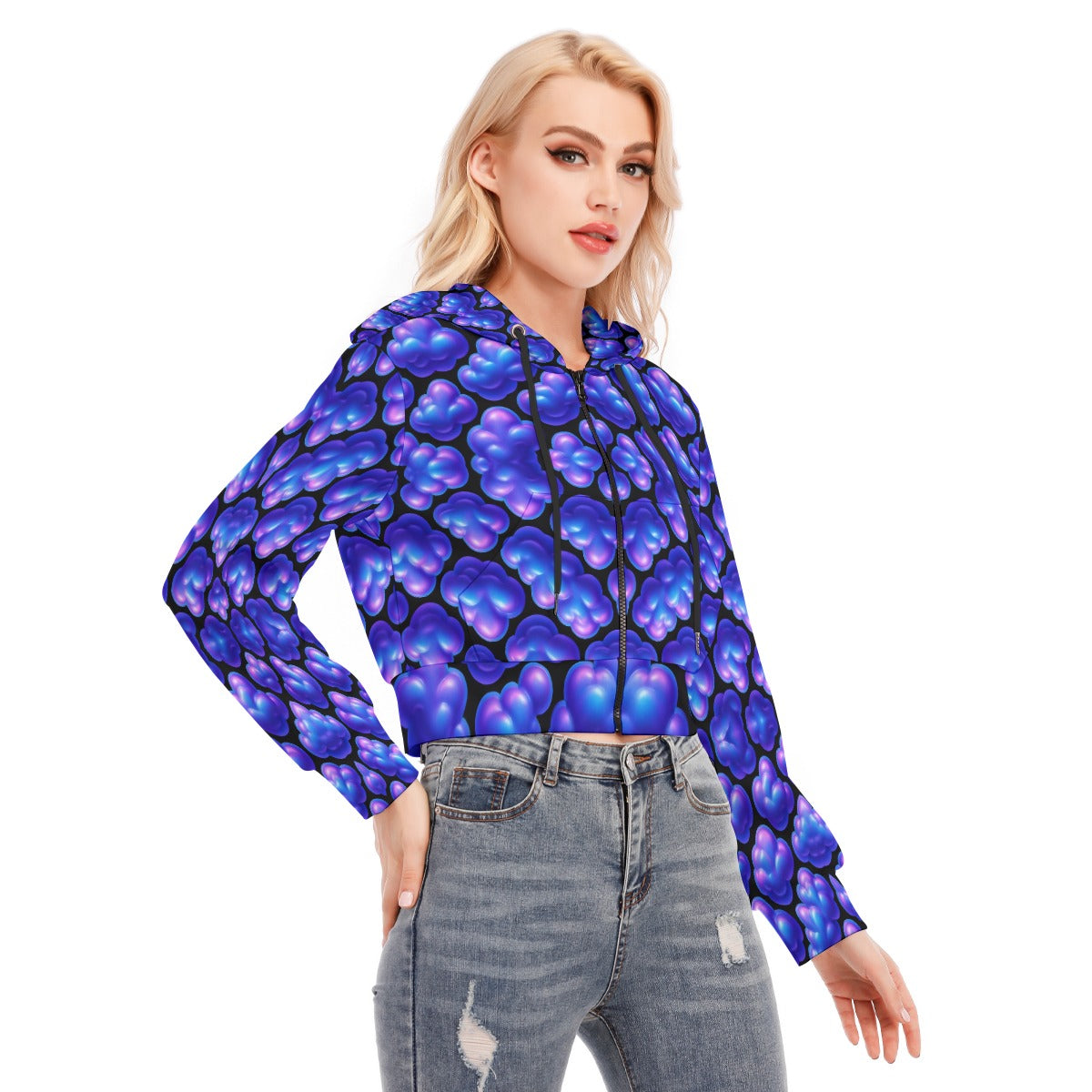 Women's Crop Top Hoodie With Zipper Closure