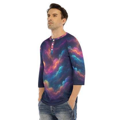 Men's Bracelet Sleeve T-shirt With Button Closure - view 3