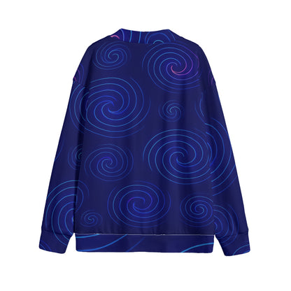 Unisex V-neck Knitted Fleece Cardigan With Button Closure