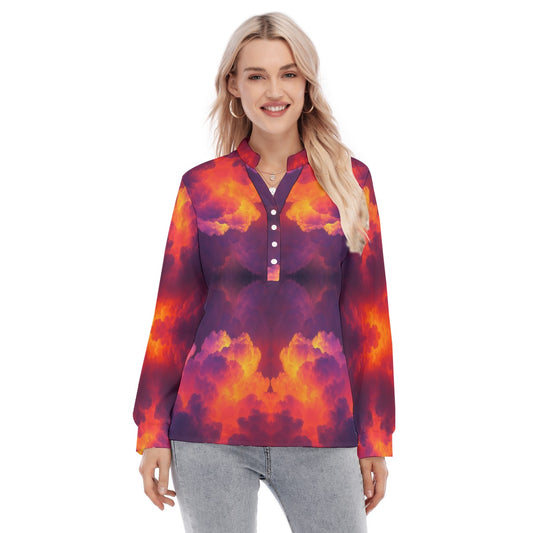 Women's Long Sleeve Blouse With Button Closure