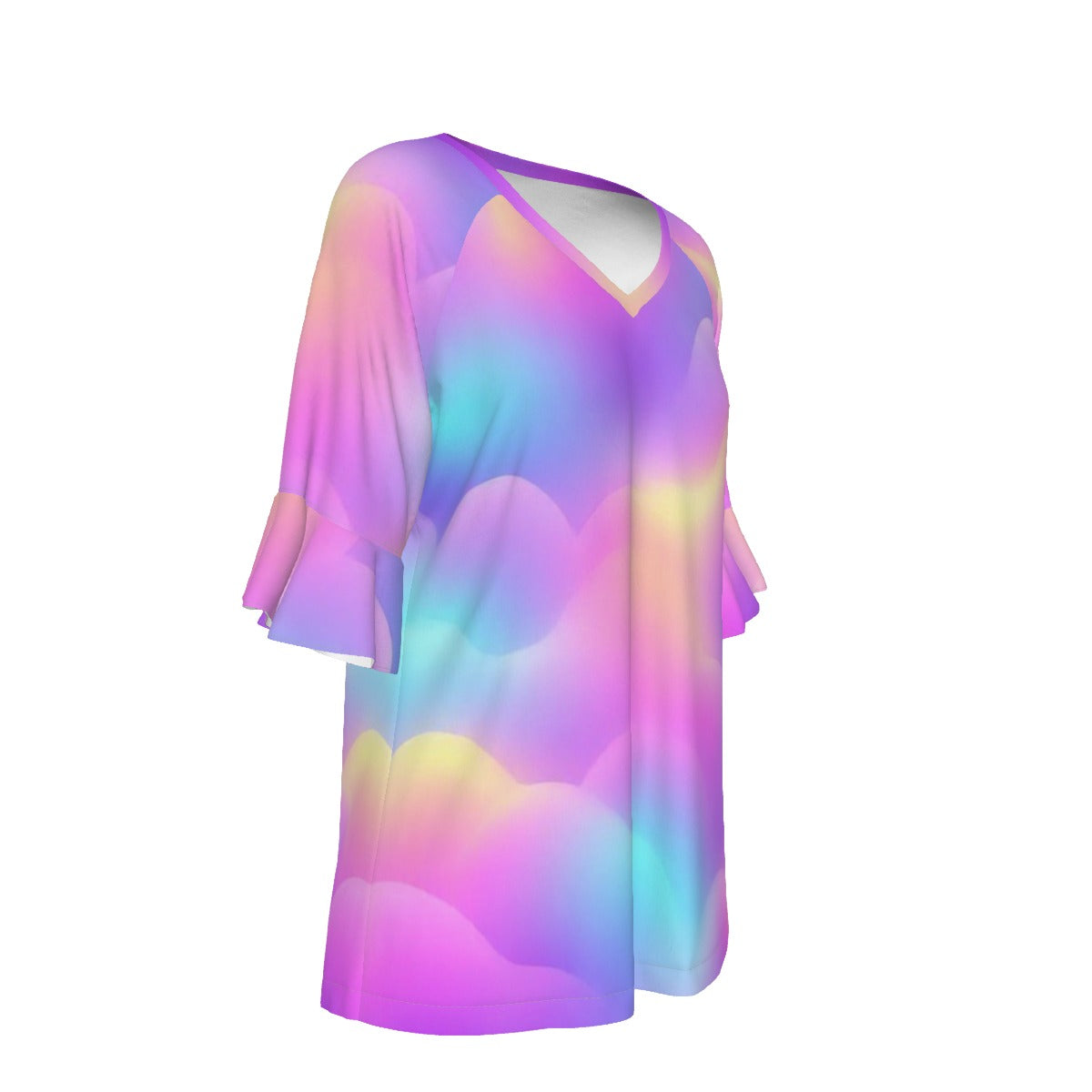 V-neck Women's T-shirt With Bell Sleeve