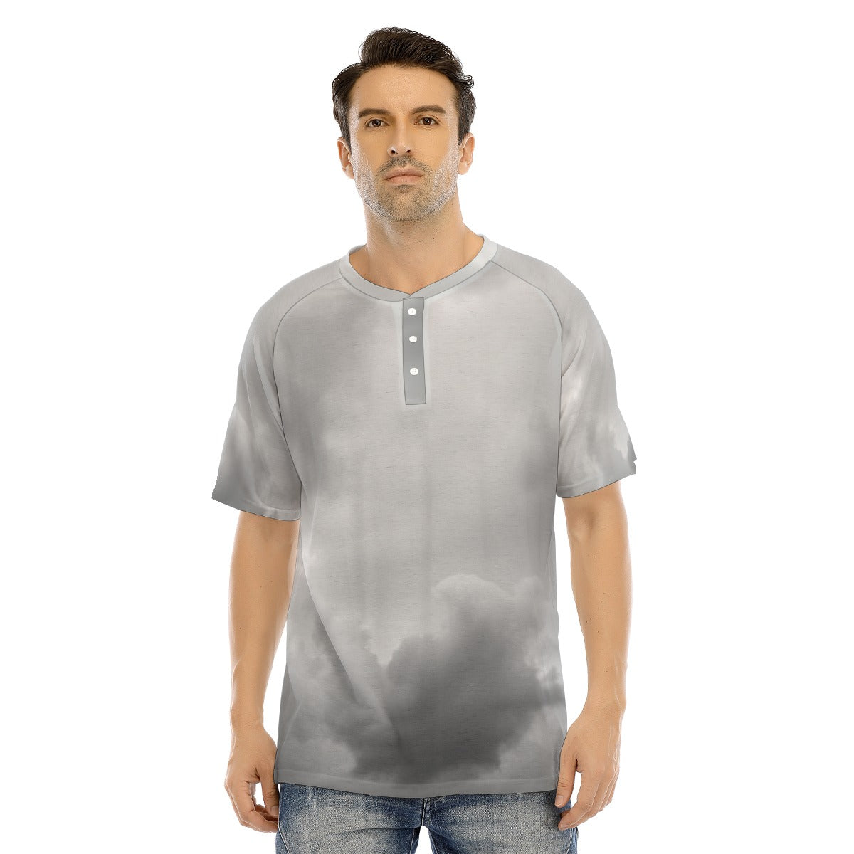 Men's Raglan Sleeve T-shirt With Button Closure