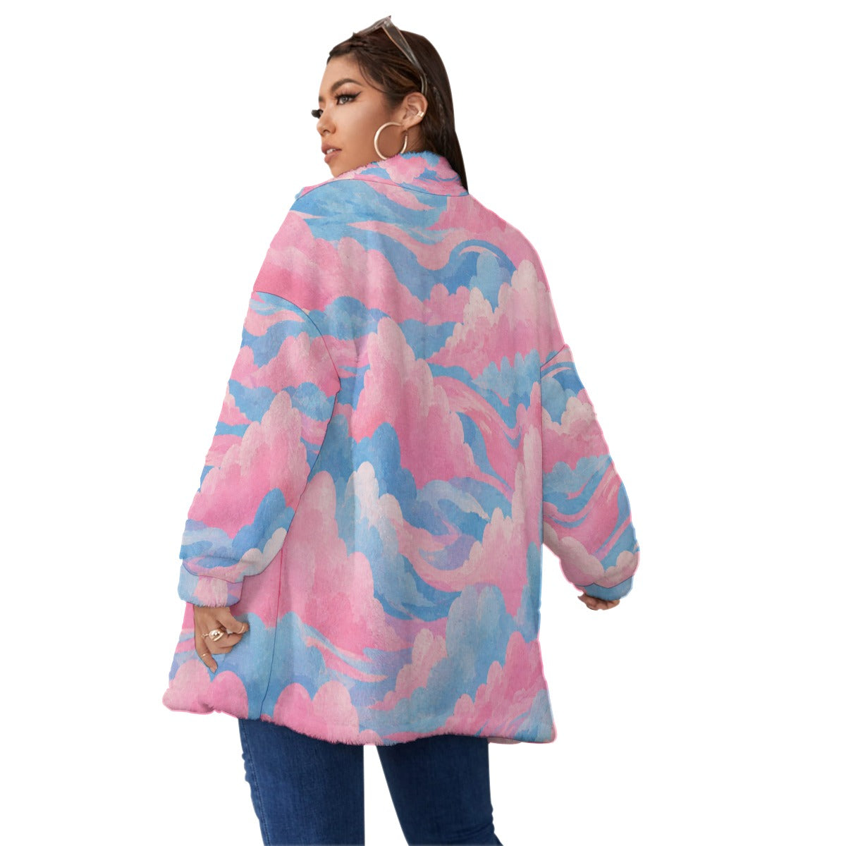 Unisex Borg Fleece Stand-up Collar Coat With Zipper Closure(Plus Size)