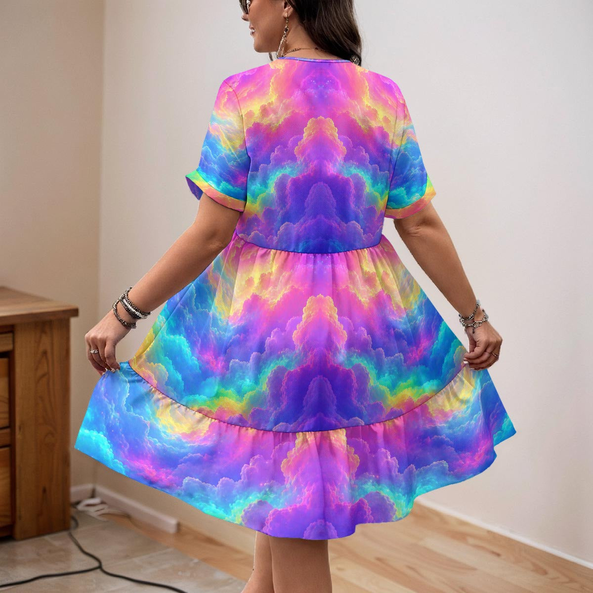 Women’s Floral V-Neck Short Sleeve Dress