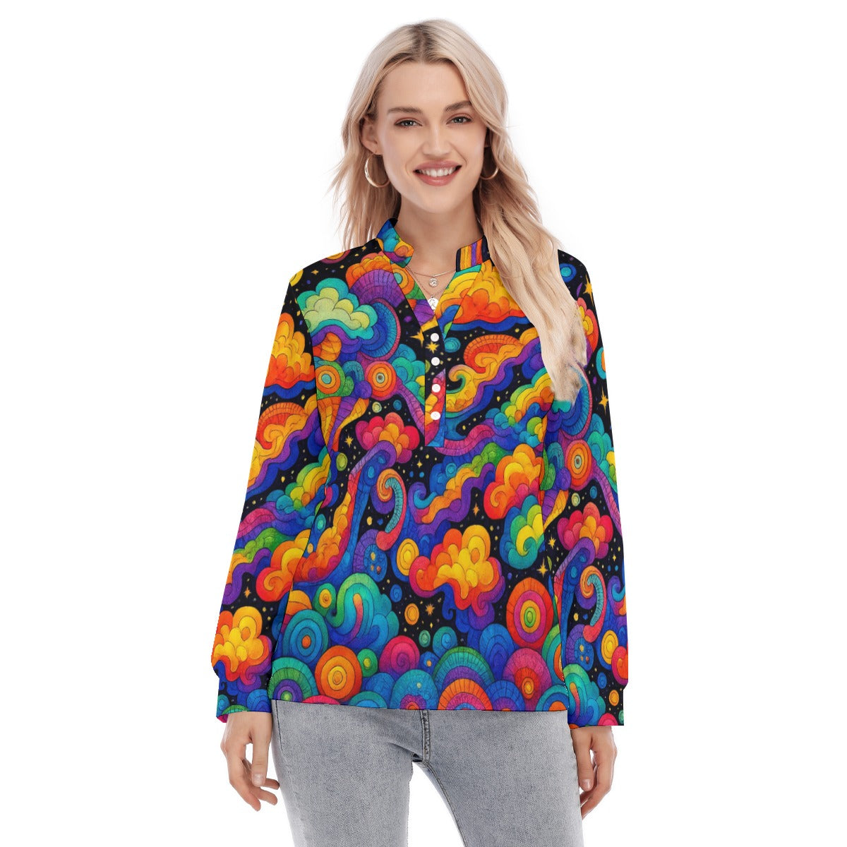 Women's Long Sleeve Blouse With Button Closure