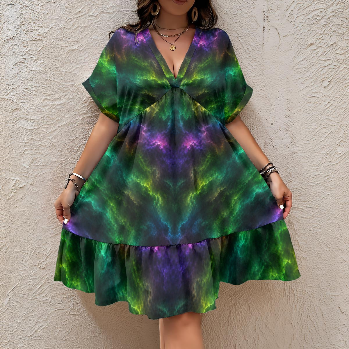 Women’s Floral V-Neck Short Sleeve Dress