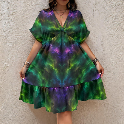 Women’s Floral V-Neck Short Sleeve Dress