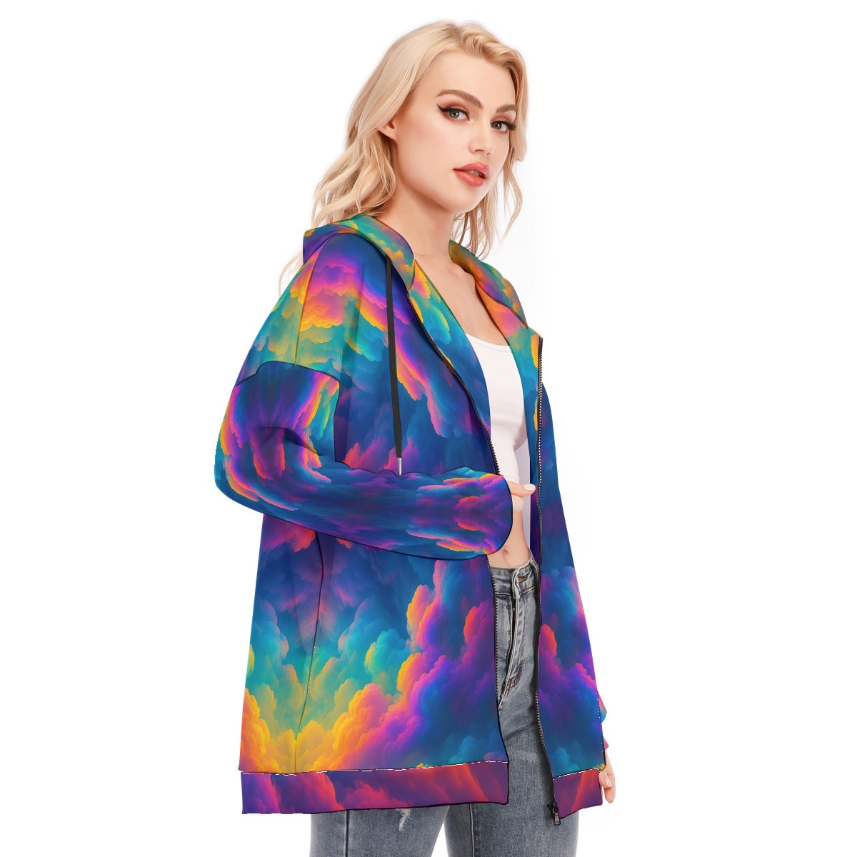 Women's Long Hoodie With Zipper Closure