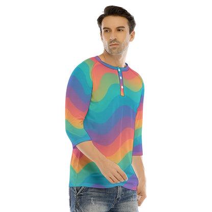 Men's Bracelet Sleeve T-shirt With Button Closure - view 2