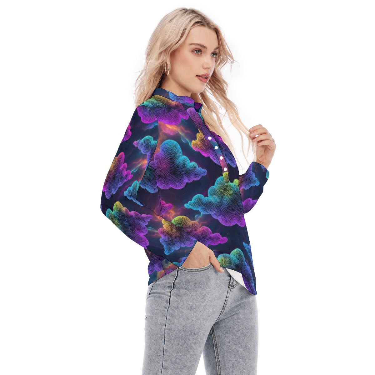 Women's Long Sleeve Blouse With Button Closure