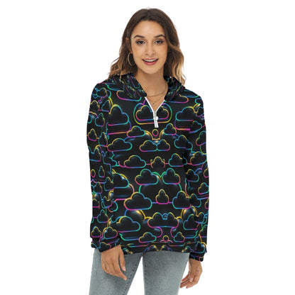 Women's Borg Fleece Hoodie With Half Zip