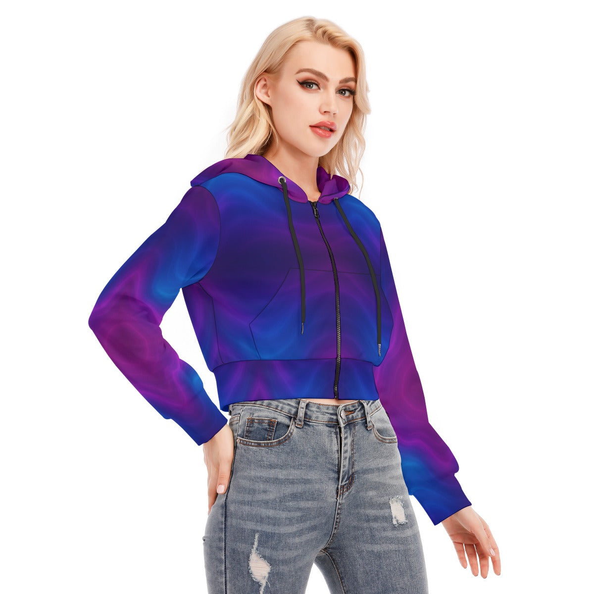 Women's Crop Top Hoodie With Zipper Closure