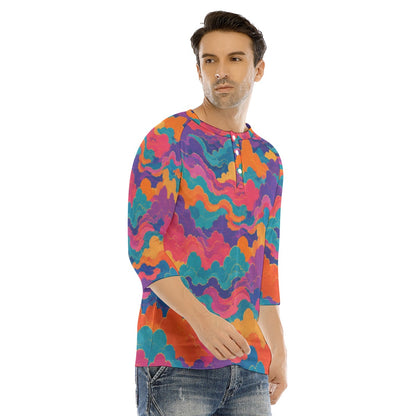 Men's Bracelet Sleeve T-shirt With Button Closure - view 2