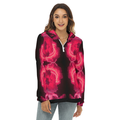 Women's Borg Fleece Hoodie With Half Zip