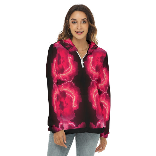Women's Borg Fleece Hoodie With Half Zip
