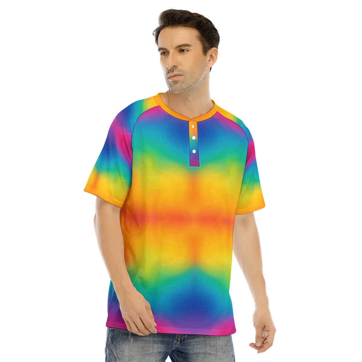 Men's Raglan Sleeve T-shirt With Button Closure