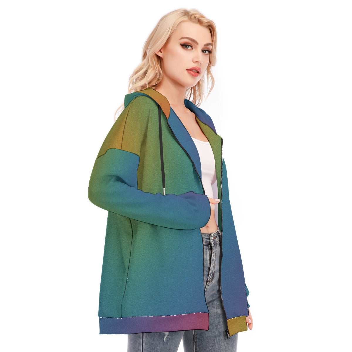 Women's Long Hoodie With Zipper Closure