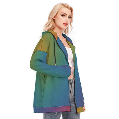 Women's Long Hoodie With Zipper Closure