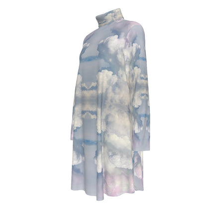 Women's High Neck Dress With Long Sleeve