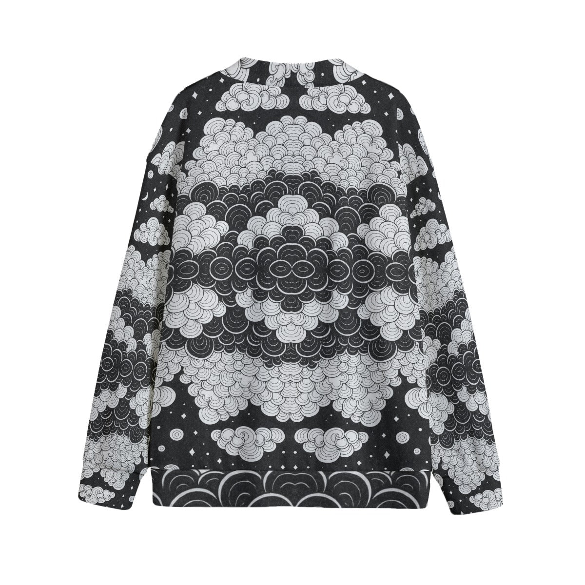 Unisex V-neck Knitted Fleece Cardigan With Button Closure