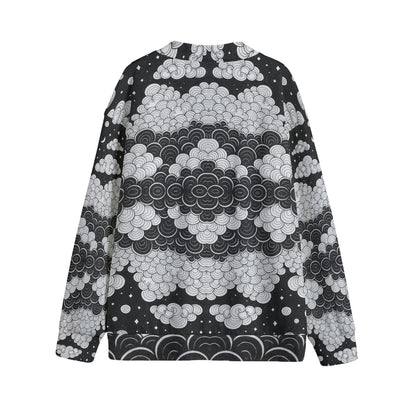 Unisex V-neck Knitted Fleece Cardigan With Button Closure