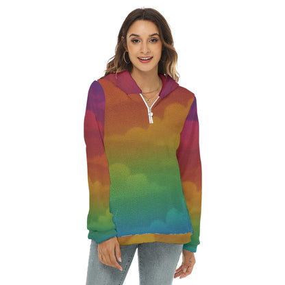 Women's Borg Fleece Hoodie With Half Zip