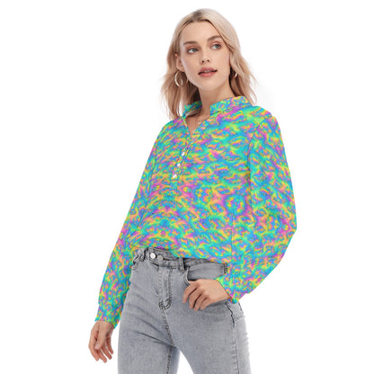 Women's Long Sleeve Blouse With Button Closure