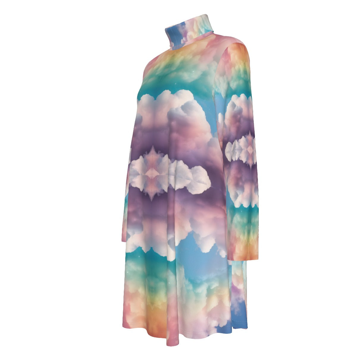 Women's High Neck Dress With Long Sleeve