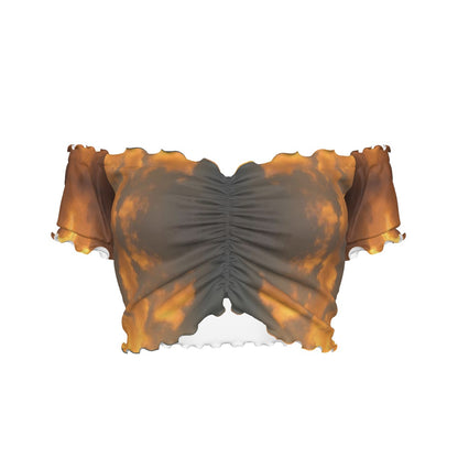 Women's One-shoulder Off-the-navel Short Sleeve T-shirt