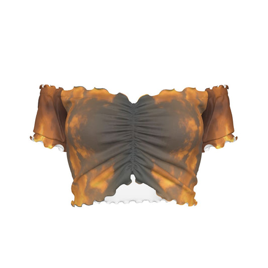 Women's One-shoulder Off-the-navel Short Sleeve T-shirt