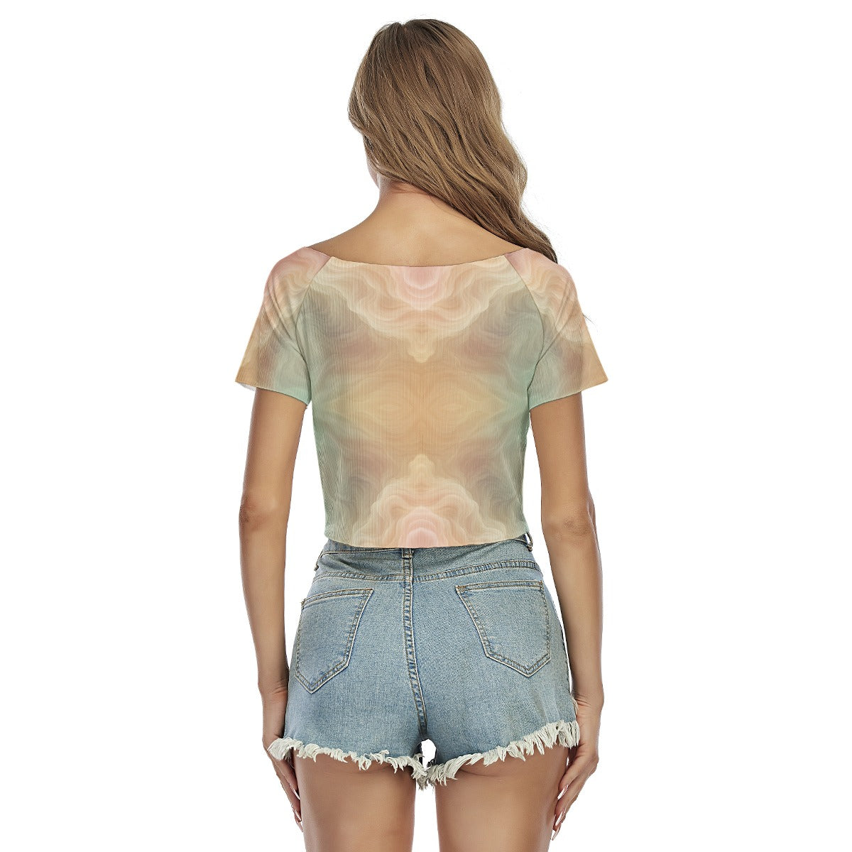 Women's Raglan Drawstring Front Crop Tee