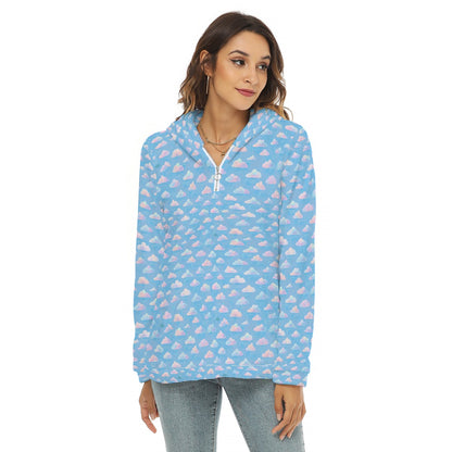 Women's Borg Fleece Hoodie With Half Zip