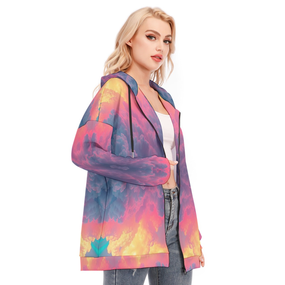 Women's Long Hoodie With Zipper Closure
