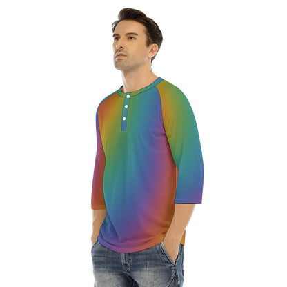 Men's Bracelet Sleeve T-shirt With Button Closure - view 3