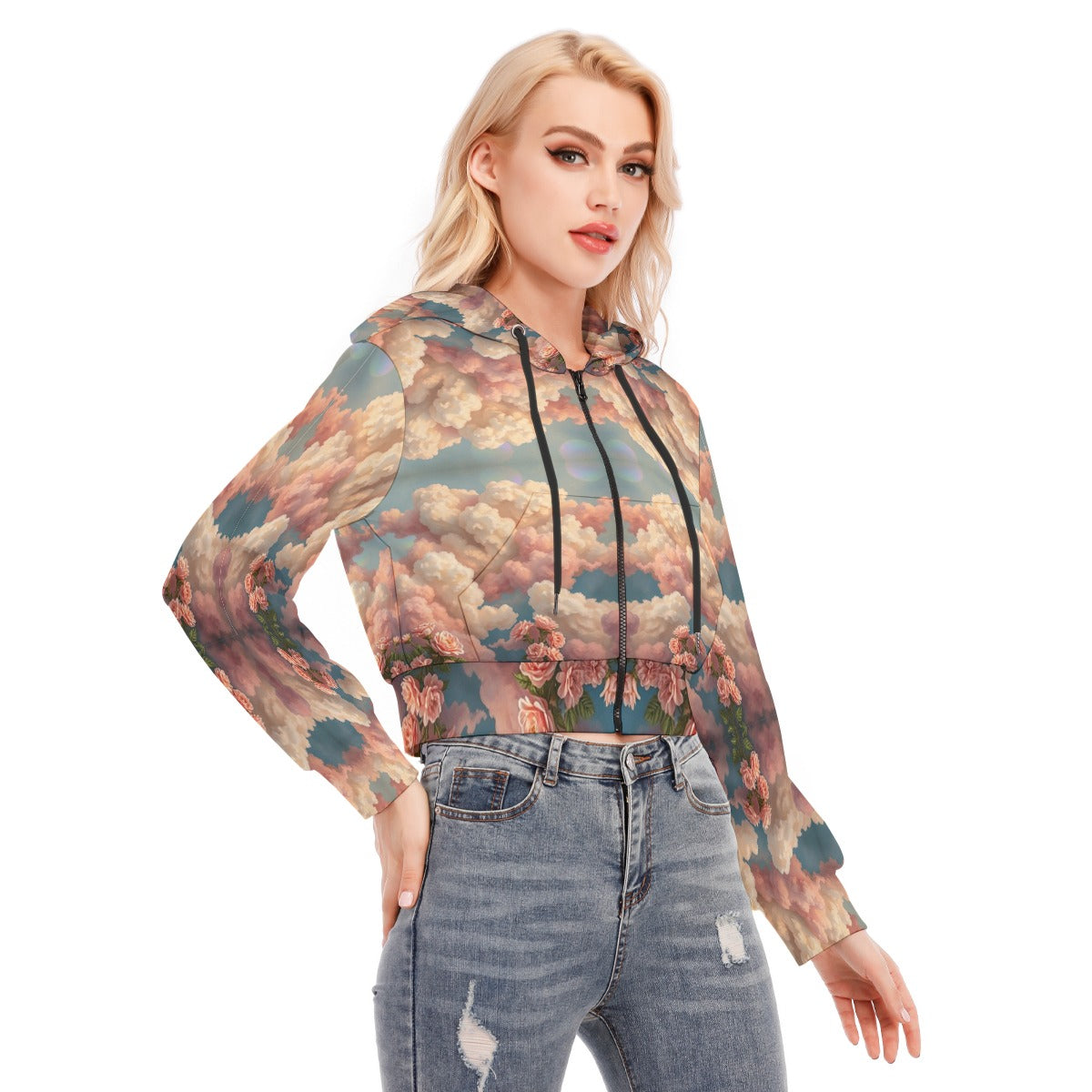 Women's Crop Top Hoodie With Zipper Closure
