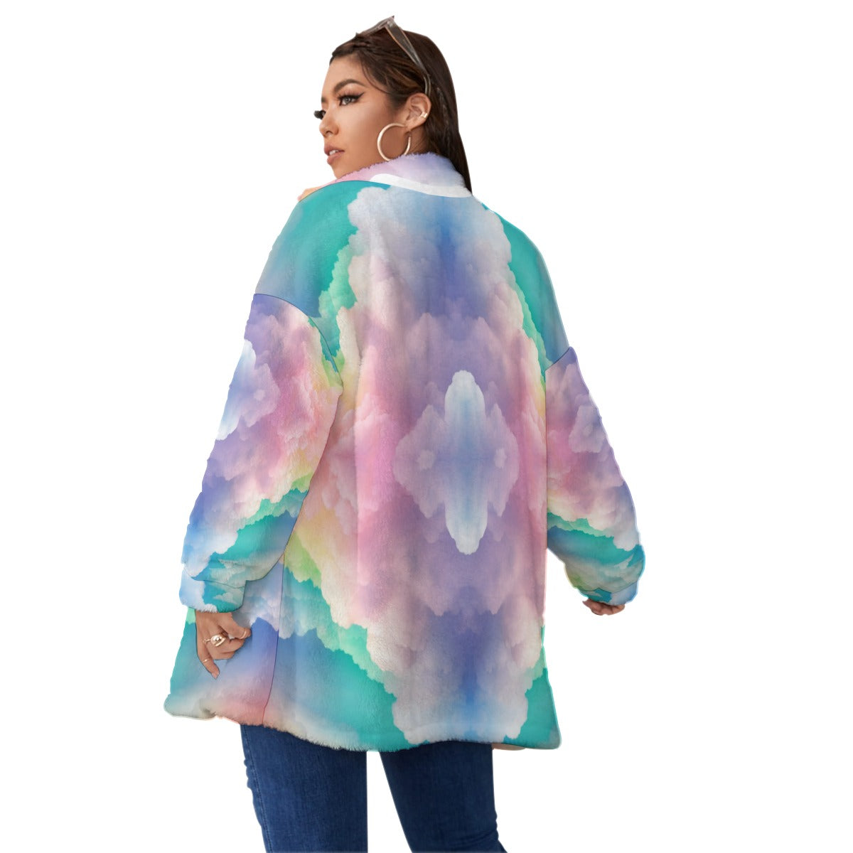 Unisex Borg Fleece Stand-up Collar Coat With Zipper Closure(Plus Size)