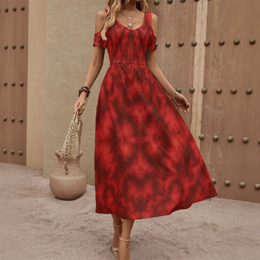 Women's V-neck Off-shoulder Dress