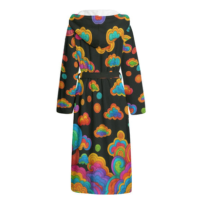 Unisex Flannel Hooded bathrobe