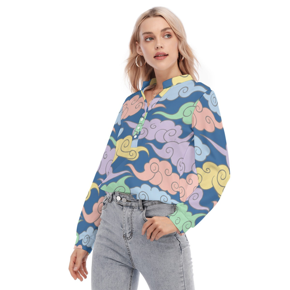 Women's Long Sleeve Blouse With Button Closure